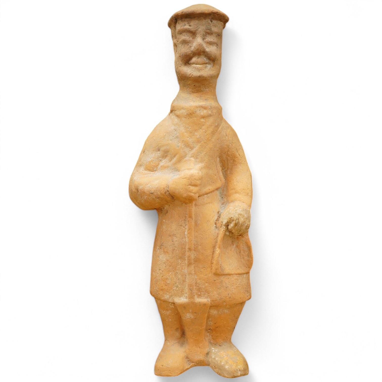A Han Dynasty-style Chinese terracotta figure, 44cm high. Condition - fair